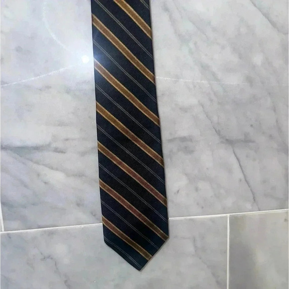 Jos. A. Bank Signature Collection Men’s Striped Silk Tie – Brown & Yellow - Picture 5 of 7